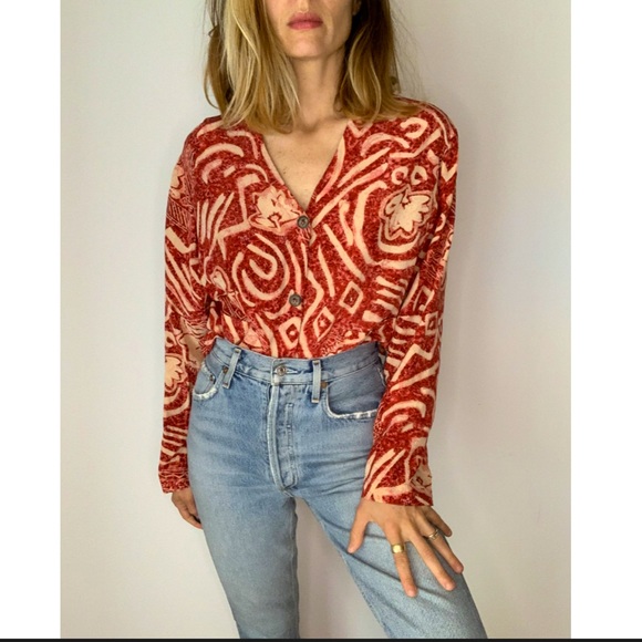 Vintage Boho Batik Silk Crop Top - Picture 5 of 15